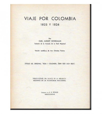 VIAJE POR COLOMBIA 1825-1826
