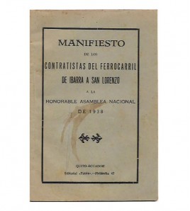 MANIFIESTO DE LOS CONTRATISTAS DEL FERROCARRIL DE IBARRA A SAN LORENZO