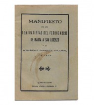 MANIFIESTO DE LOS CONTRATISTAS DEL FERROCARRIL DE IBARRA A SAN LORENZO
