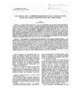 LES DÉBUTS DE LA SÉDENTARISATION ET DE L'AGRICULTURE DANS LES ANDES MÉRIDIONALES DE L'ÉQUATEUR