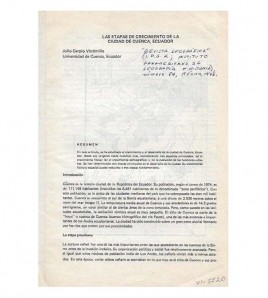 LAS ETAPAS DE CRECIMIENTO DE LA CIUDAD DE CUENCA, ECUADOR